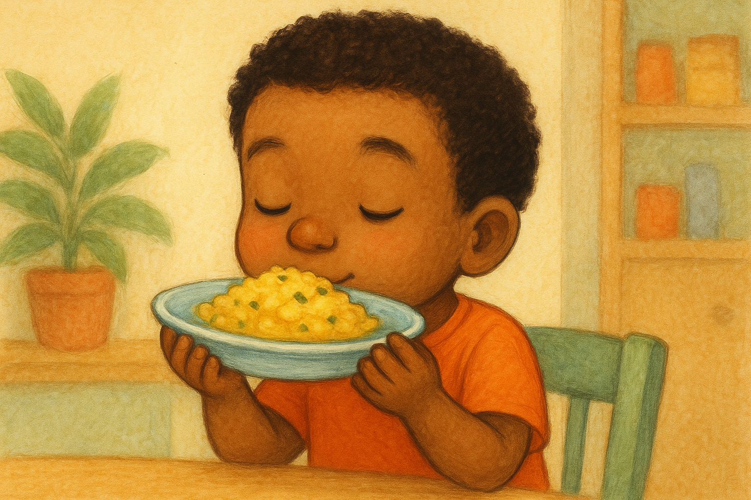 Kind dat naar eten kijkt